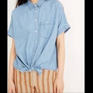Madewell Denim front tie shirt top small